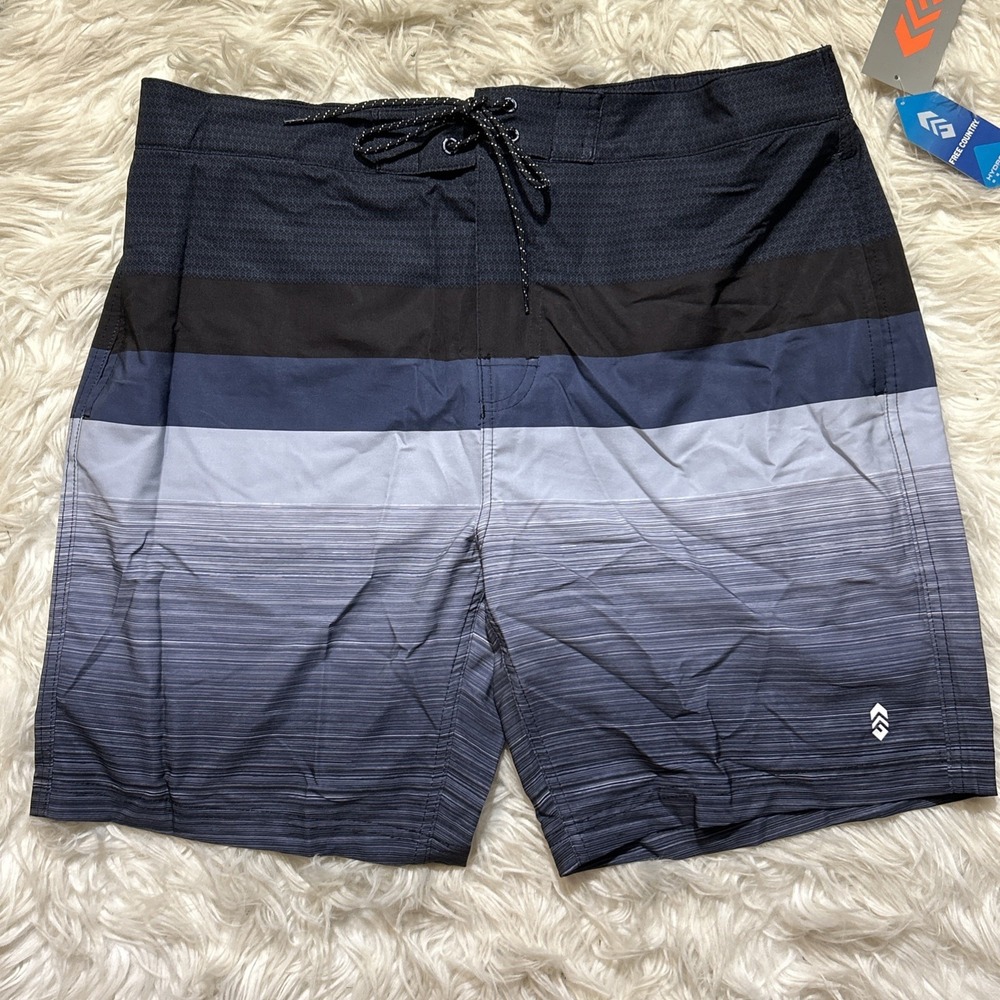 Free Country HydroFlx‎ Board Shorts Swimming Trunks Large Black Gray Extra Large